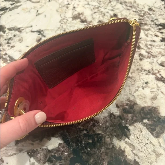 Hammitt Cherrywood Nash Pochette-  Leather Wristlet with Gold Accents - Picture 3 of 3